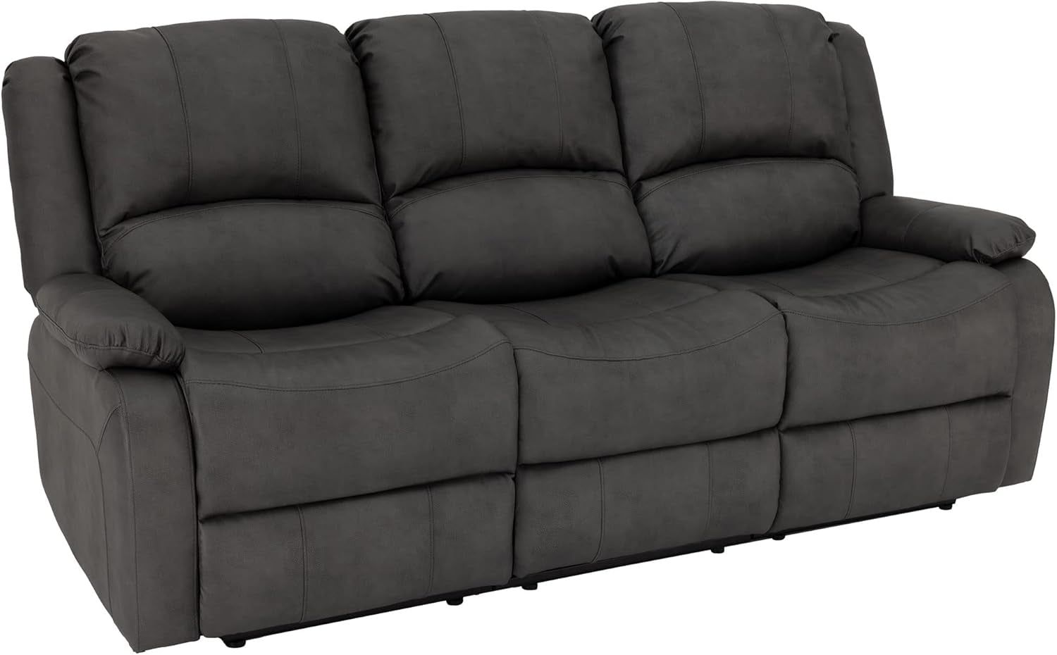 Charles 80&quot; Triple Recliner RV Sofa with Convertible Console | Zero Wall Reclining Sofa for Camper | Wall Hugger Couch | Upgraded 2023 Fabric (Gunmetal)