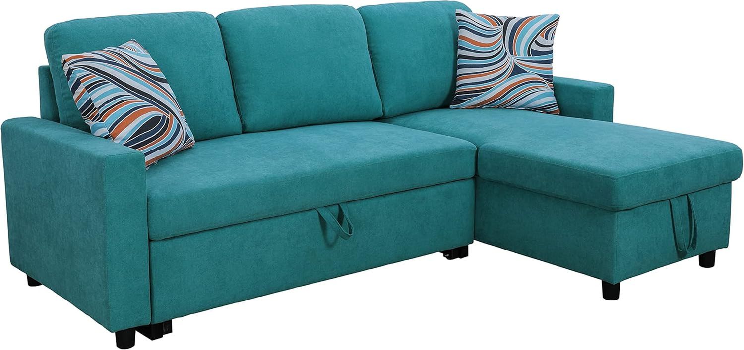 L-Shaped Combo Sofa Bed, Sleeper Chair Bed 3 in 1 Convertible Sofa Bed with Chaise, Reversible Sofa Bed for Living Room, Office, Apartment, Green