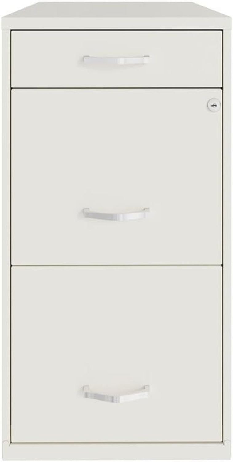 Space Solutions 18In Deep 3 Drawer Metal File Cabinet Pearl White, Letter Size, Fully Assembled