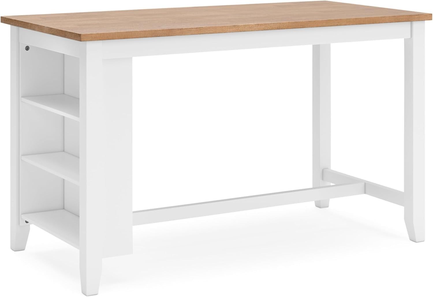 Gesthaven Farmhouse Counter Height Dining Table with 3 Shelves and Trestle Base, Light Brown &amp; White