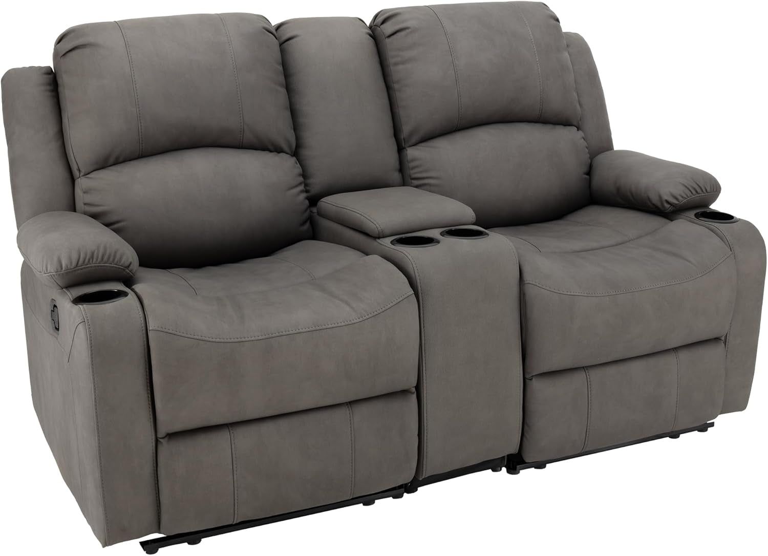 65&quot; Wall Hugger Reclining RV | RV Theater Seats | Double Recliner RV Sofa &amp; Console | RV Couch | Wall Hugger Recliner | RV Theater Seating | RV Furniture | (Manual, Slate)
