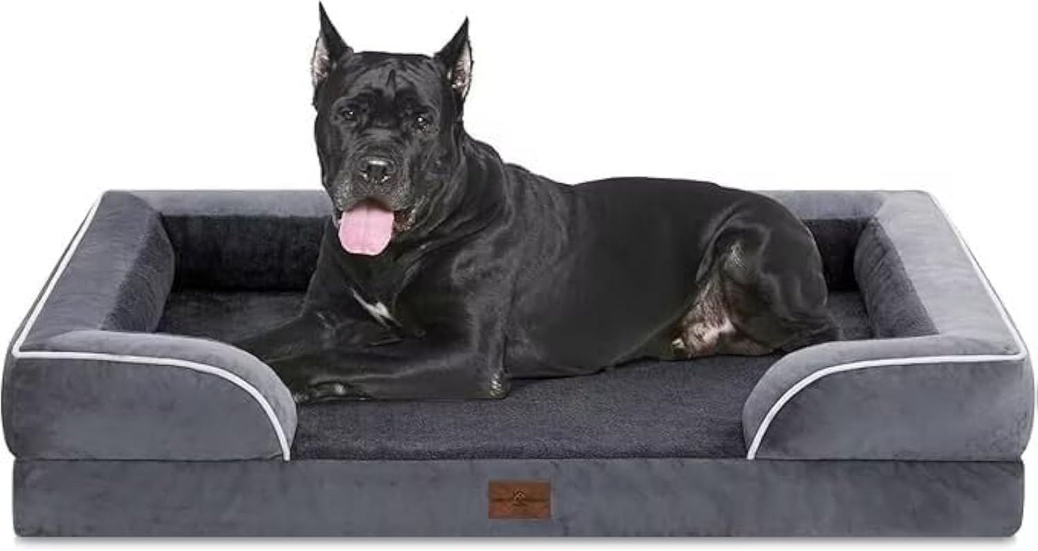 Waterproof Orthopedic Foam Dog Beds, XXL Orthopedic Dog Bed for Extra Large Dogs, Washable Dog Sofa Bed with Removable Cover &amp; Non-Slip Bottom(Xx-Large,Dark Grey)