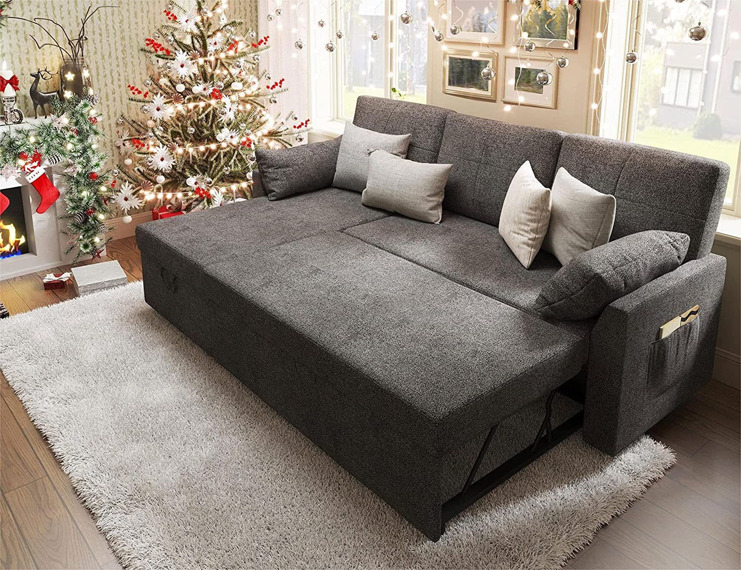 Grey Sofa Bed with Storage Chaise