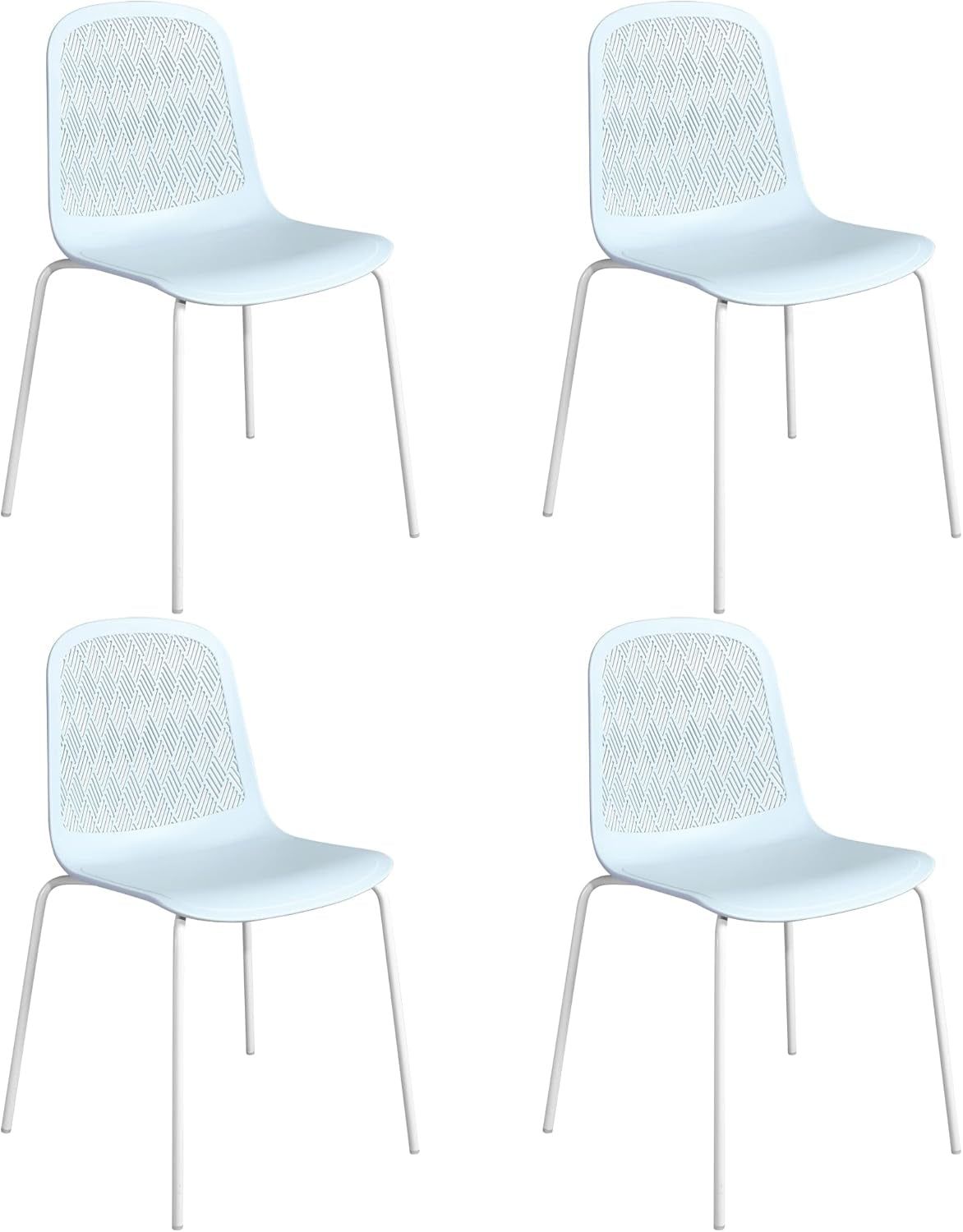 Armless Modern Chairs with Metal Legs for Living, Bedroom, Kitchen, Dining, Lounge Waiting Room, Restaurants, Cafes, Set of 4