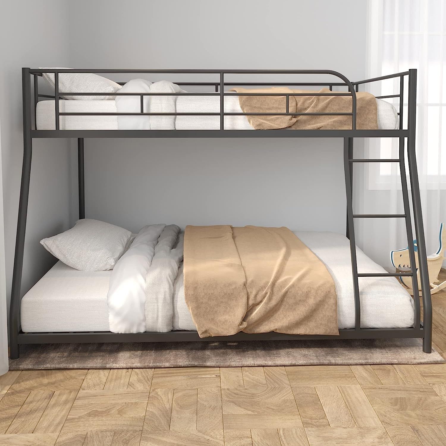 Heavy Duty Twin over Full Metal Floor Bunk Bed with Ladder