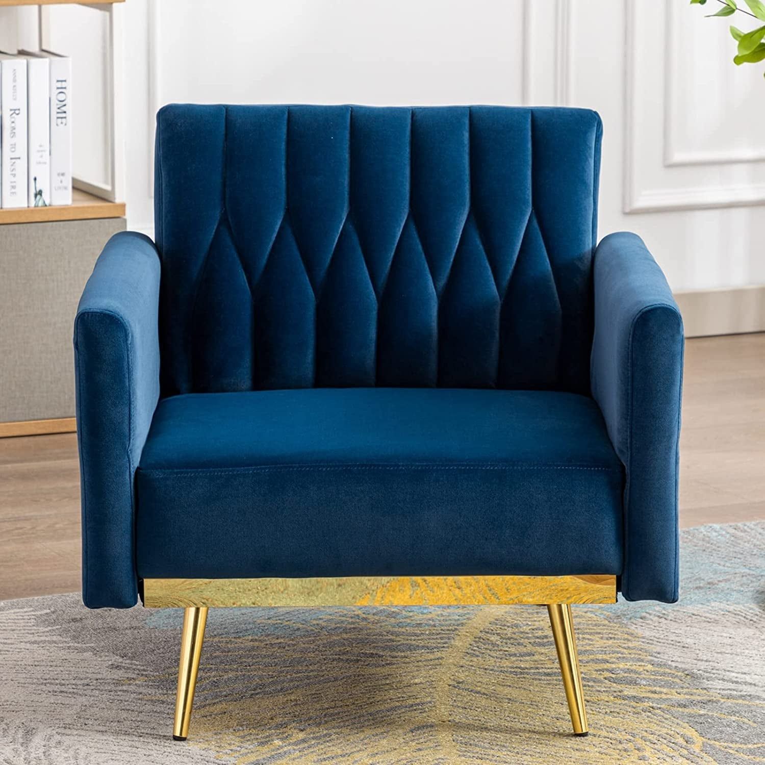 Adjustable Velvet Lounge Chair with Ottoman