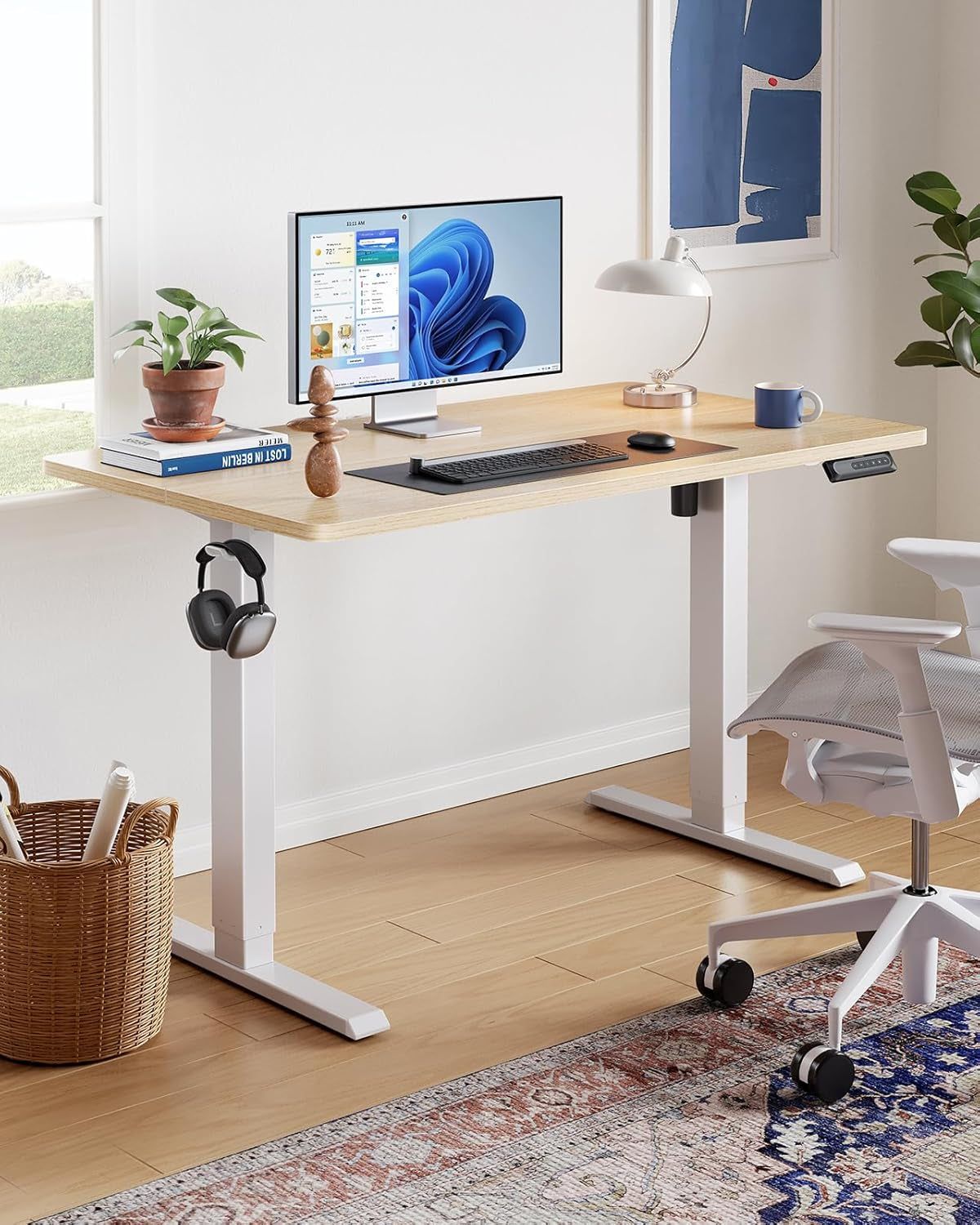 48&quot; Natural Electric Standing Desk with Memory