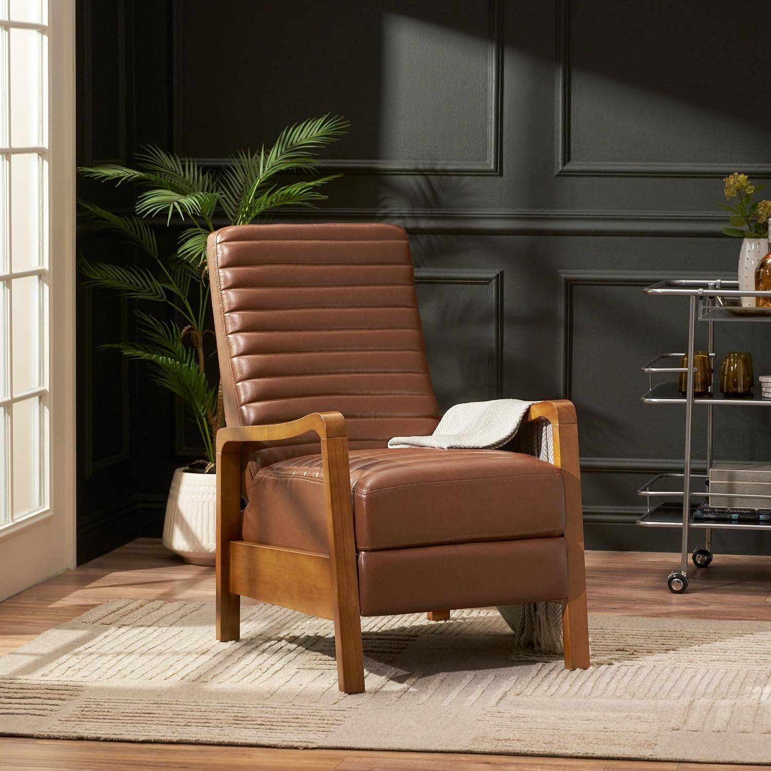 Recliner Chair, Club Recliner, Reclining Sofa, Upholsterd Armchair, Recliner Chair with Adjustable Stitching Backrest, Reading Chair for Living Room, Home Rest, Brown