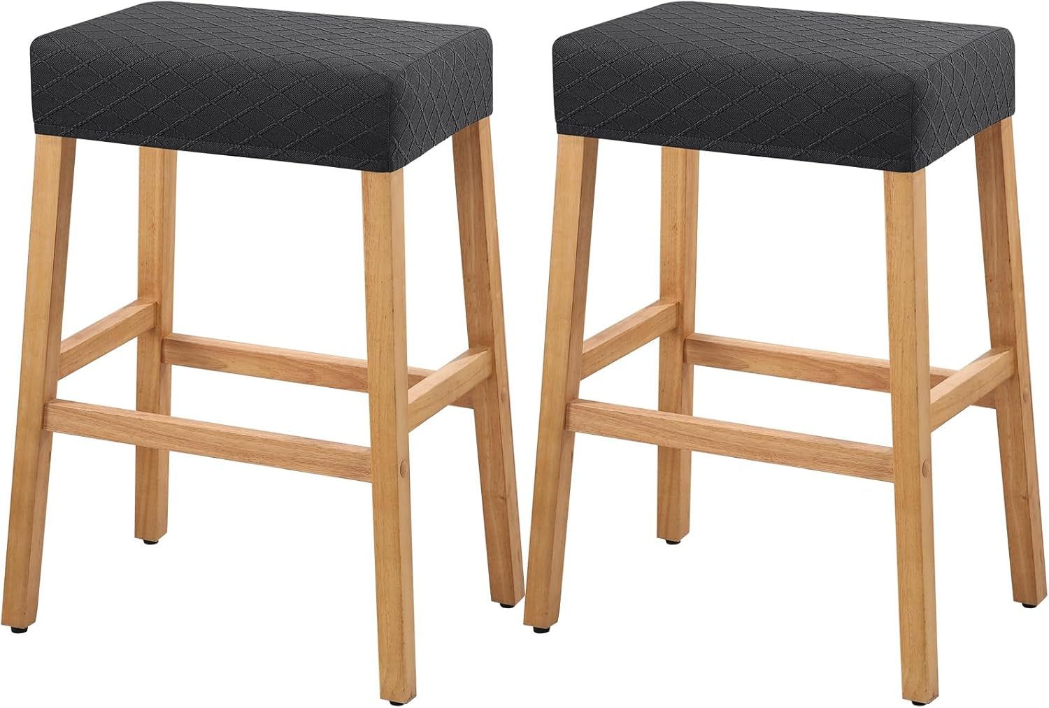Stool Covers Rectangle - 2 Pack Stretch Waterproof Saddle Seat Cover Counter Bar Stools Bar Chairs Covers Kitchen Island Chairs Cushion Protector
