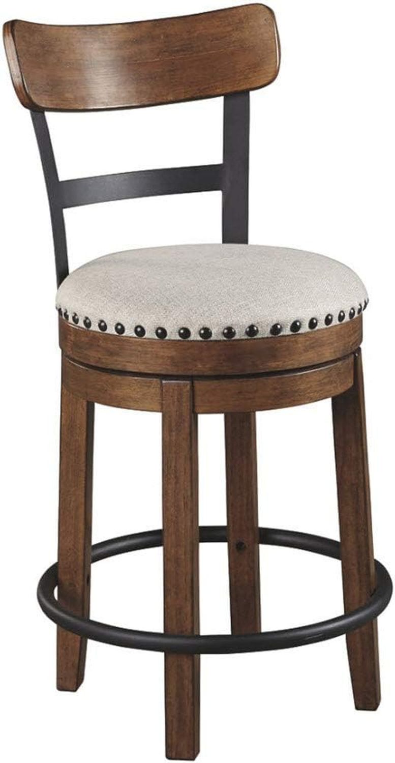 Valebeck Rustic Farmhouse 24.5” Counter Height Swivel Bar Stool, Brown