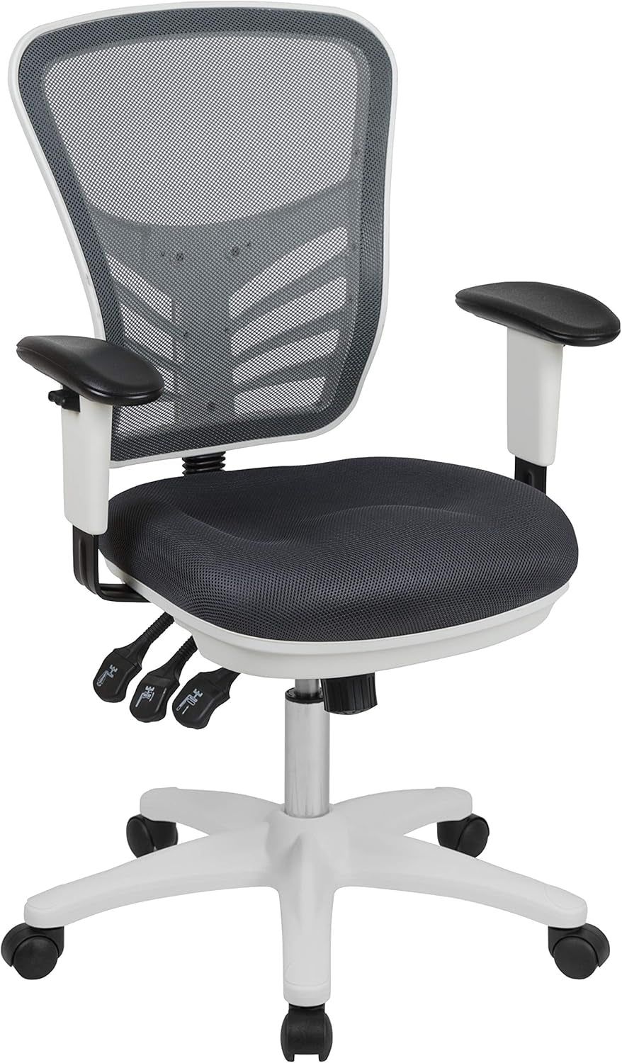 Nicholas Mid-Back Swivel Office and Gaming Chair, Ergonomic Mesh Office Chair with Adjustable Lumbar Support and Height, Gray/White