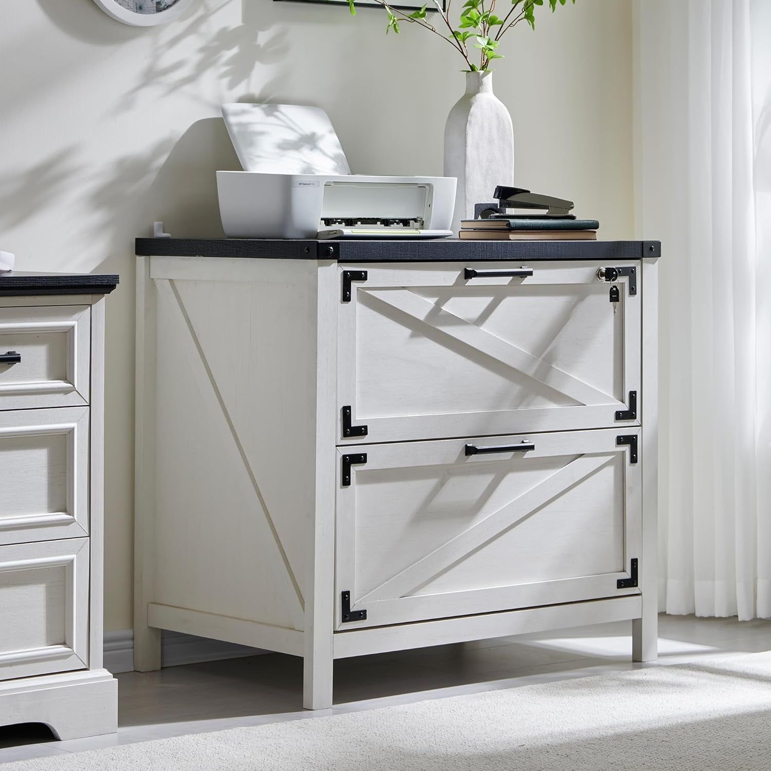 White 2 Drawer Farmhouse Lateral File Cabinet
