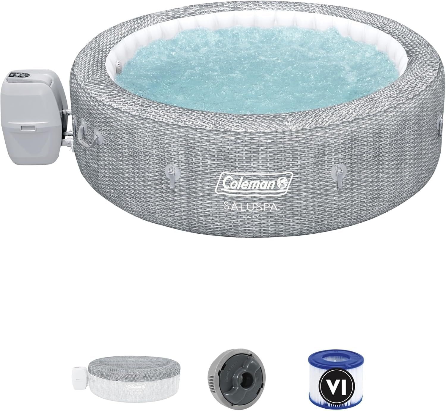 7 Person Gray Inflatable Hot Tub 180 Jets