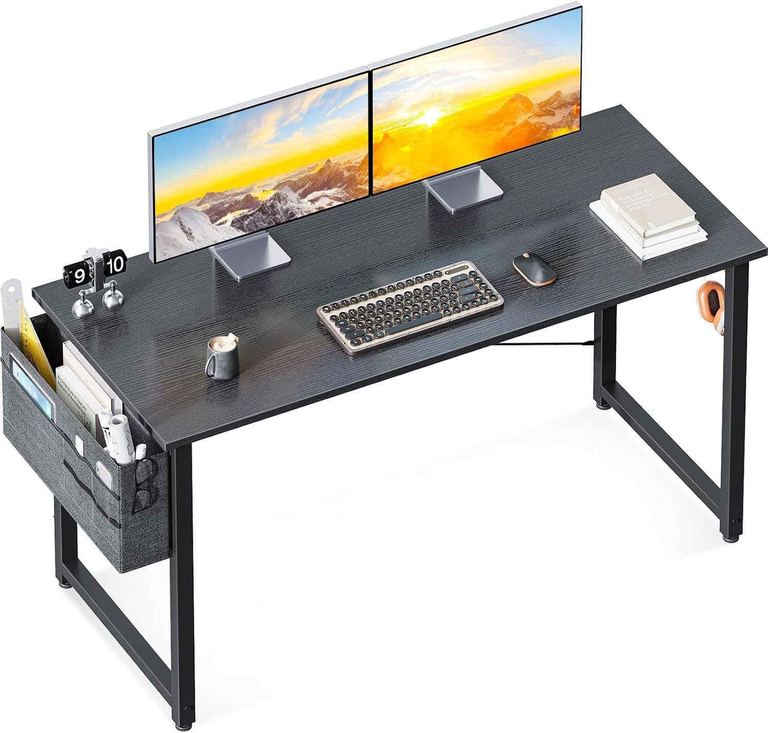 Large 48 Inch Black Office Desk with Storage