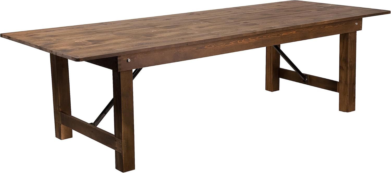 Hercules Series 9&#39; X 40&quot; Rustic Solid Pine Folding Dining Table, Rectangular Antique Farmhouse Dining and Event Extension Table