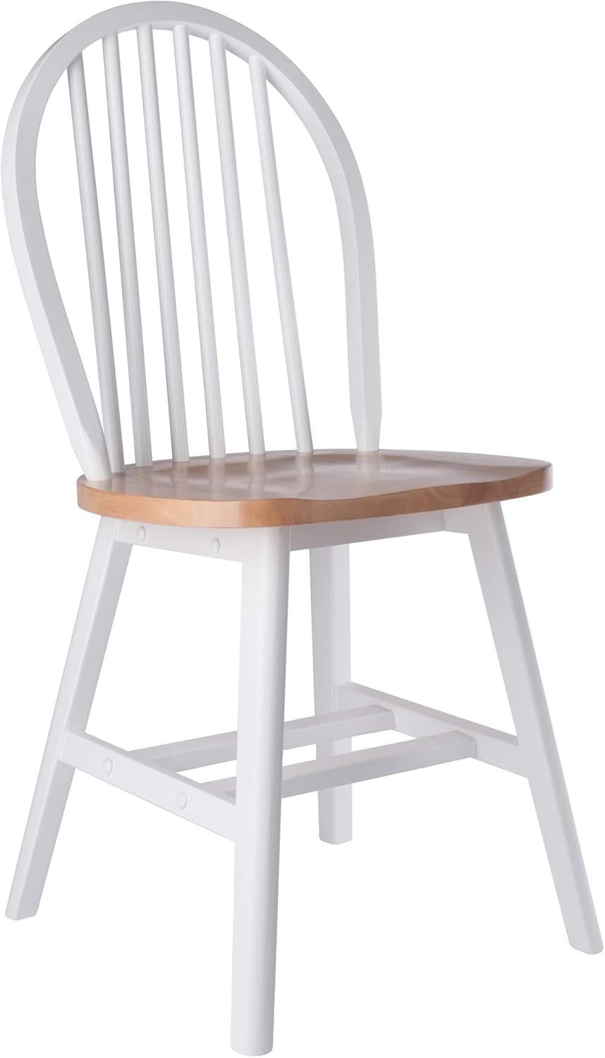 Windsor 2-Piece Chair Set, Solid Wood, Natural/White Finish