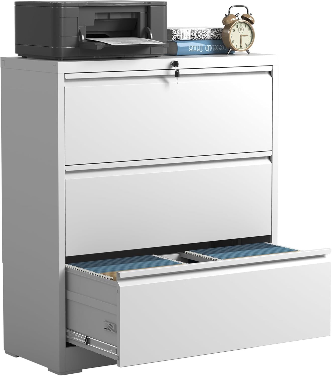 Lateral File Cabinets with Drawer,Metal Lateral Filing Cabinet for Home Office,Wide Steel Storage Cabinet Commercial Drawer Cabinet for Legal/Letter/A4 Size Files