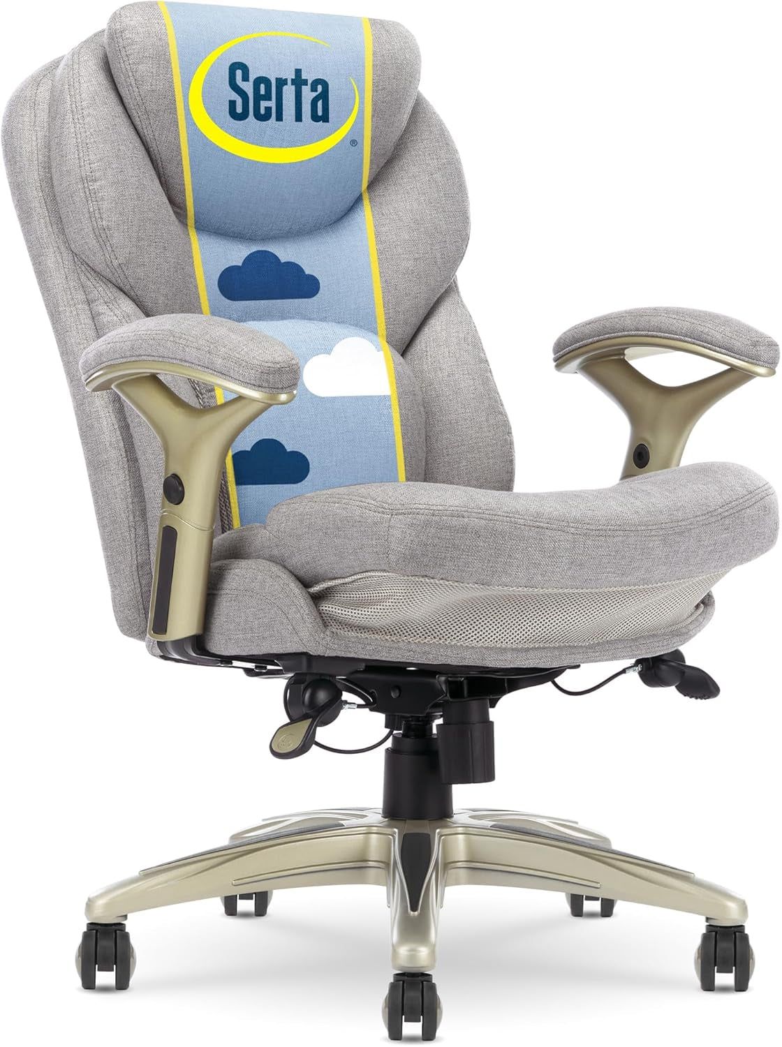 Ergonomic Executive Office Chair Motion Technology Adjustable Mid Back Design with Lumbar Support, Light Gray Fabric