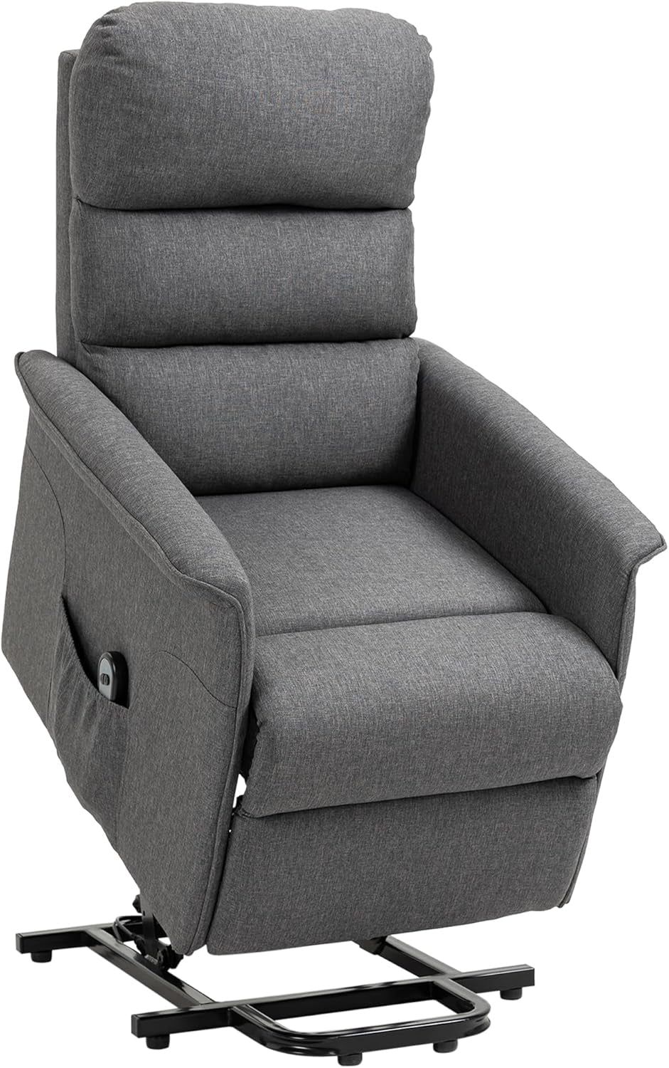 Power Lift Recliner Chair for Elderly, Easy Assembly, Fabric Lift Chair for Adults, Recliner Sofa with Remote Control, Side Pockets for Living Room, Gray