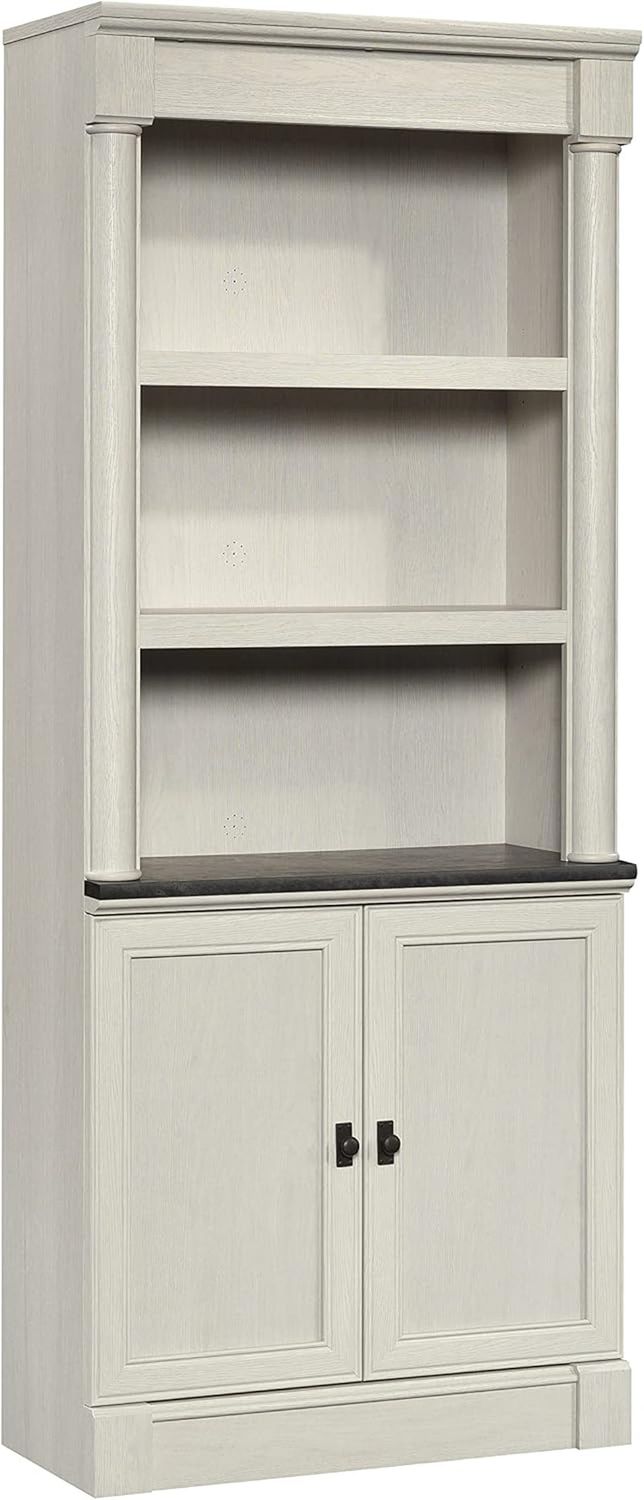 Palladia Book Shelf, Bookshelf with Storage, Library Bookcase with Doors and Adjustable Shelves, in Glacier Oak Finish