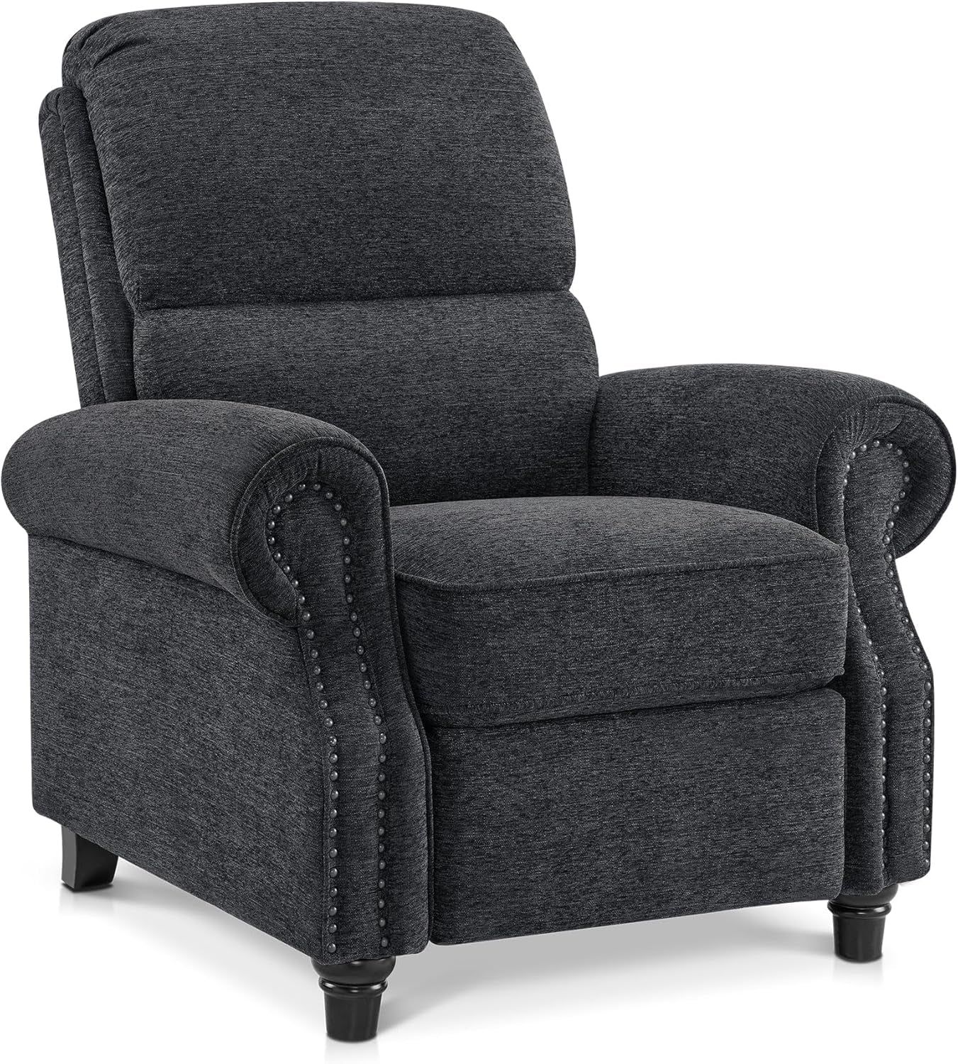 Pushback Recliner Chair, Chenille Upholstered Accent Chairs, Adjustable Reclining Sofa with Easy Lounge for Living Room Office 4865 (Grey)
