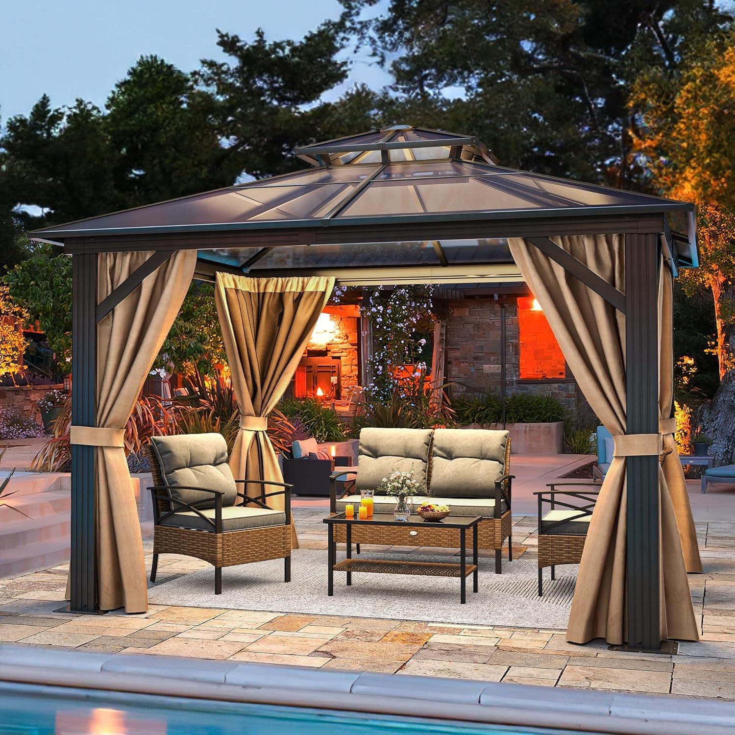 Double Roof Canopy 10x10 Patio Backyard Gazebo