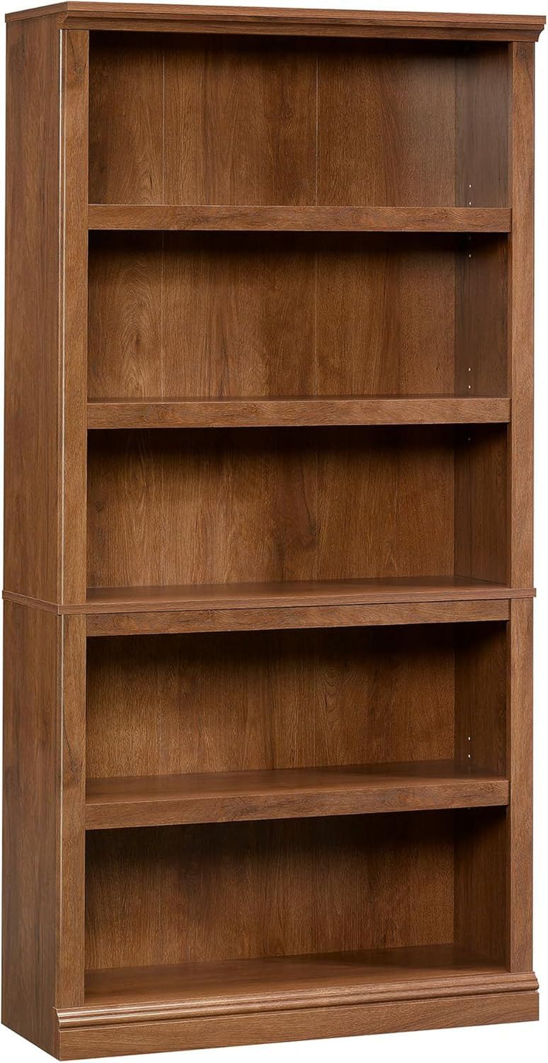 Miscellaneous Storage 5 Split Bookcase/Book Shelf, L: 35.28&quot; X W: 13.23&quot; X H: 69.76&quot;, Oiled Oak Finish