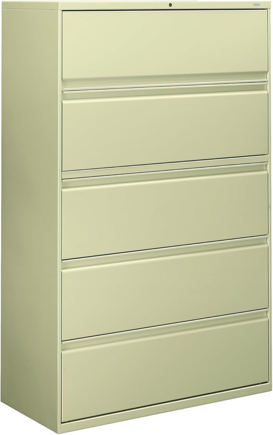 5 Drawer Lateral File Cabinet with Lock, Metal Filing Cabinets for Offices, Adjustable Hangrails for A4, Legal, Letter Files, 21.31&quot; Deep, Putty