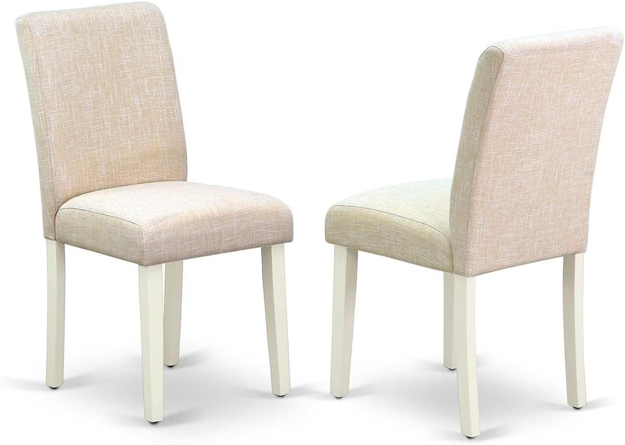 Abbott Parson Dining Room Chairs - Light Beige Linen Fabric Upholstered Chairs, Set of 2, Linen White