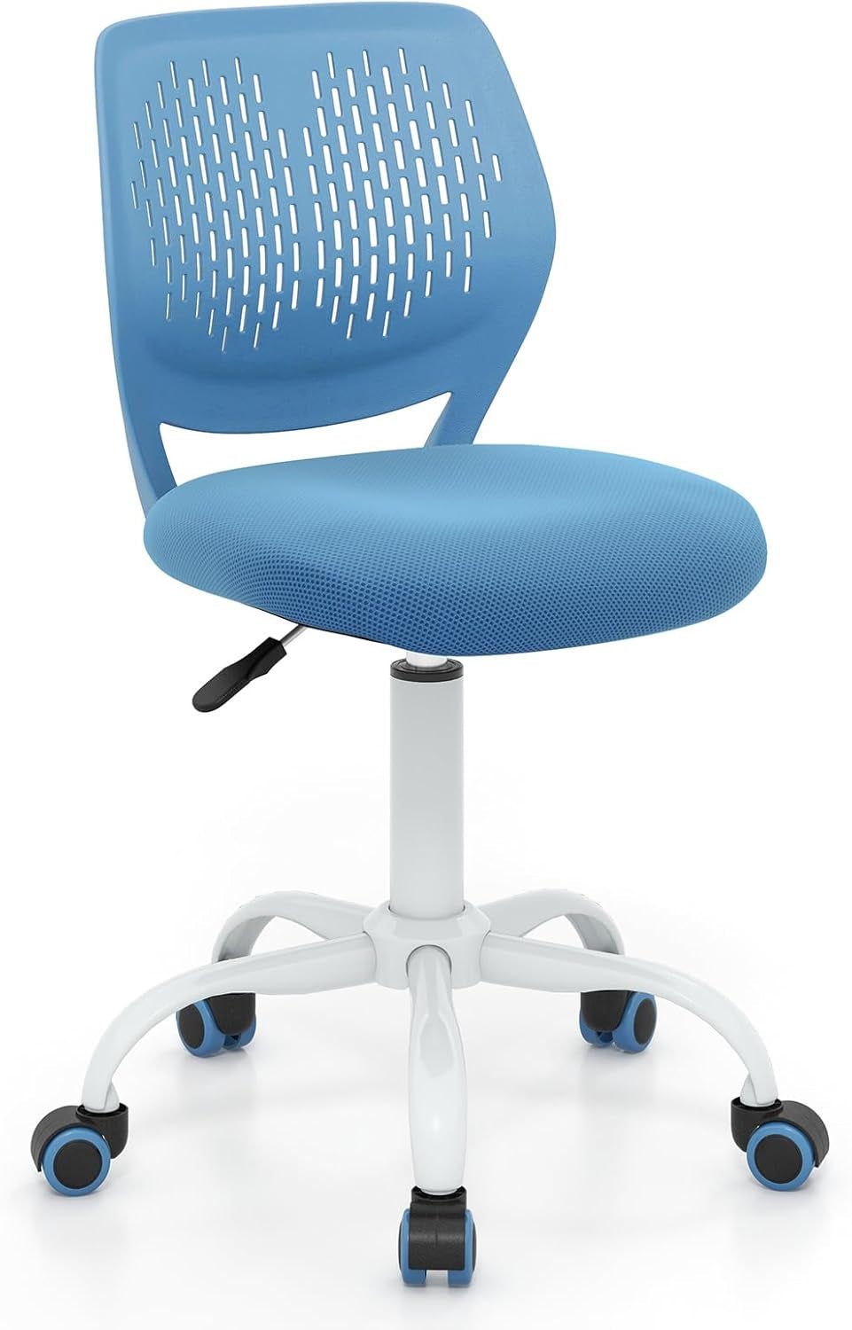 Kids Desk Chair, Adjustable Children Study Chair, Swivel Chair Armless Mesh Task Student Chair, Child Desk Chair with Adjustable Height &amp; Lumbar Support Computer Chair (Blue)