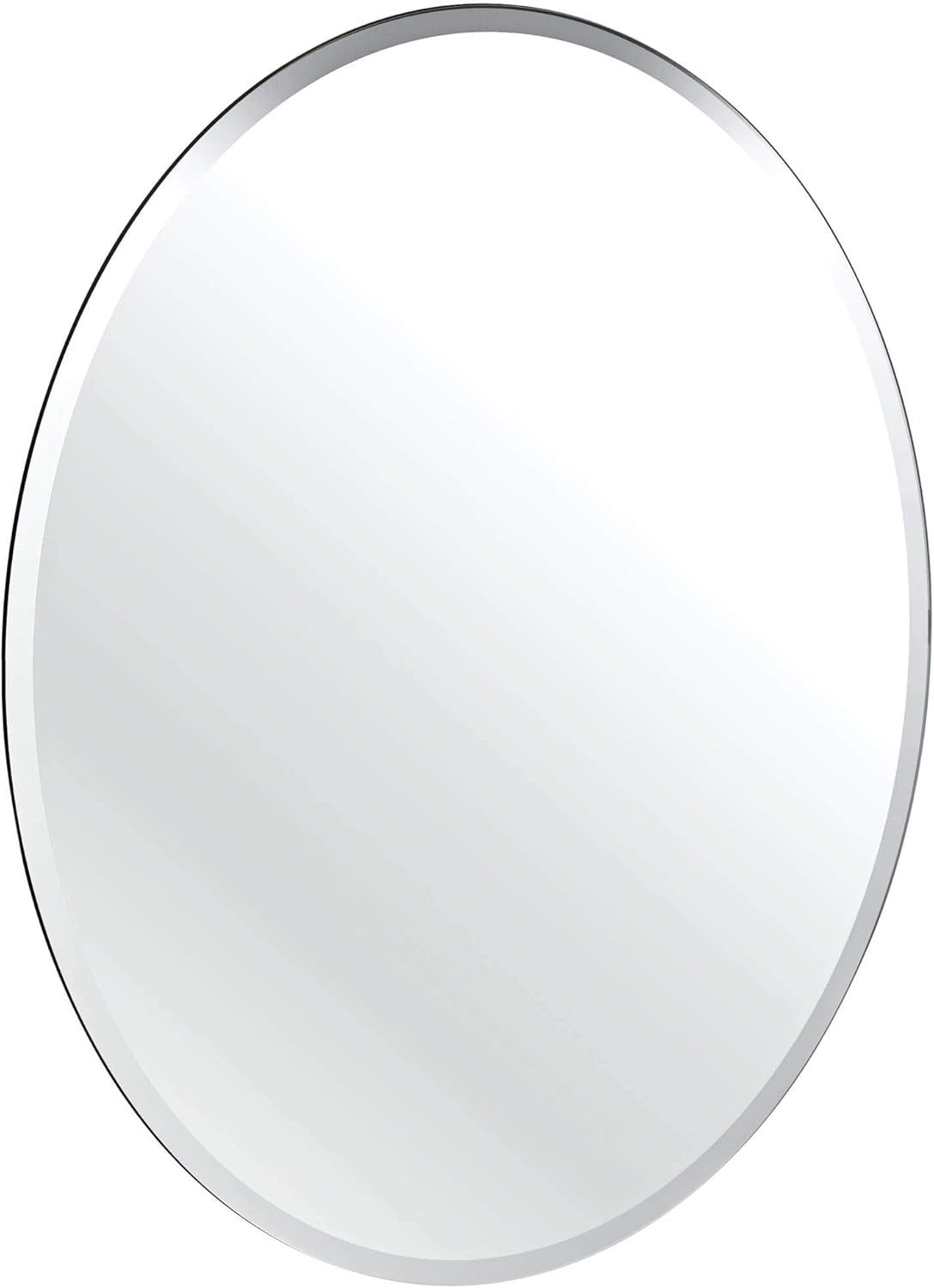 1801 Bathroom Wall Mirror, 32&quot;H X 24&quot;W Modern Mirror for Living Room, Vanity, Slim Design Beveled Frameless Large Oval Mirror - Easy Mount Safety Bracket
