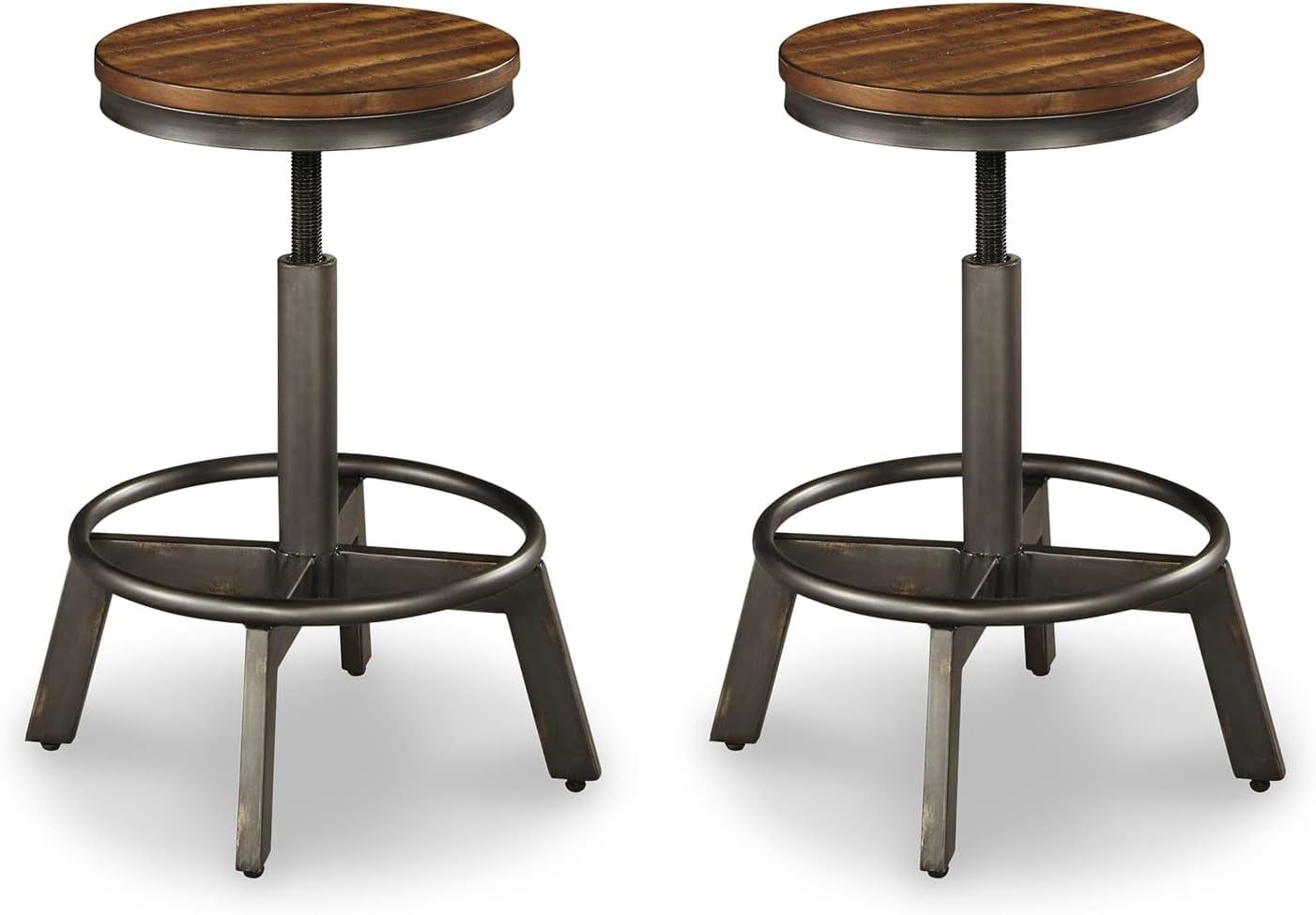 Torjin Industrial 24&quot; Adjustable Height Barstool, 2 Count, Brown