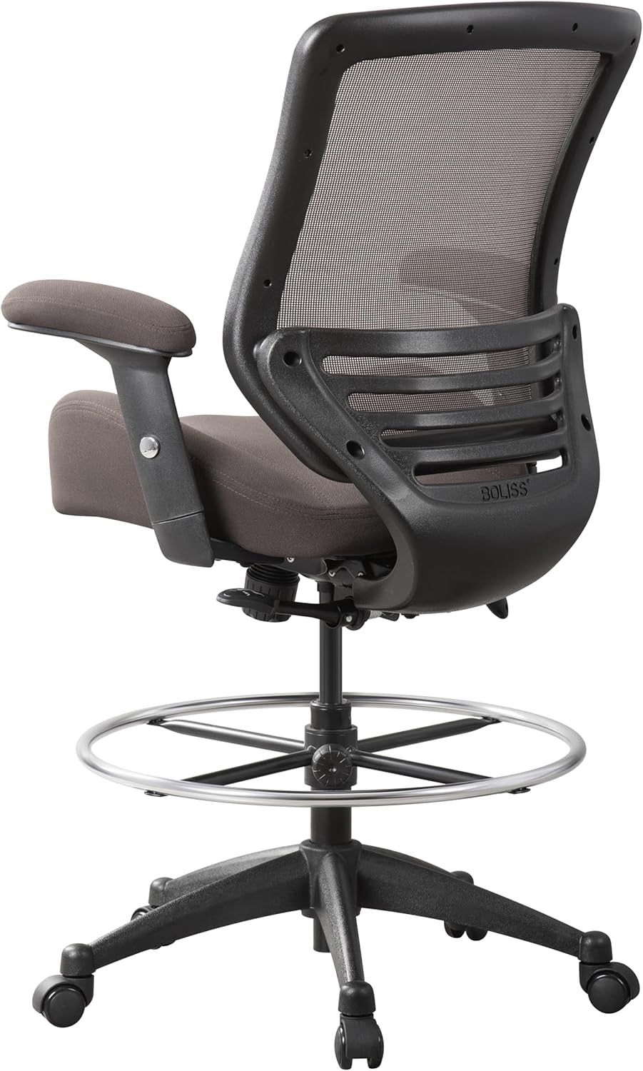 400Lbs Mesh Ergonomic Office Drafting Chair Big Adjustable Foot Ring Height Adjustable Armrest (BRN)