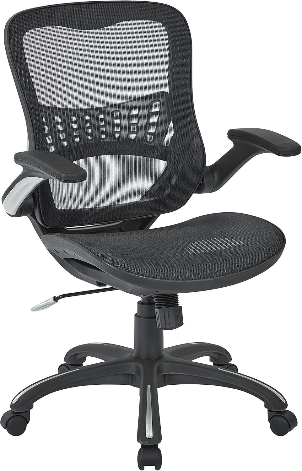 Riley Ventilated Manager&#39;S Office Desk Chair with Breathable Mesh Seat and Back, Black Base with Black