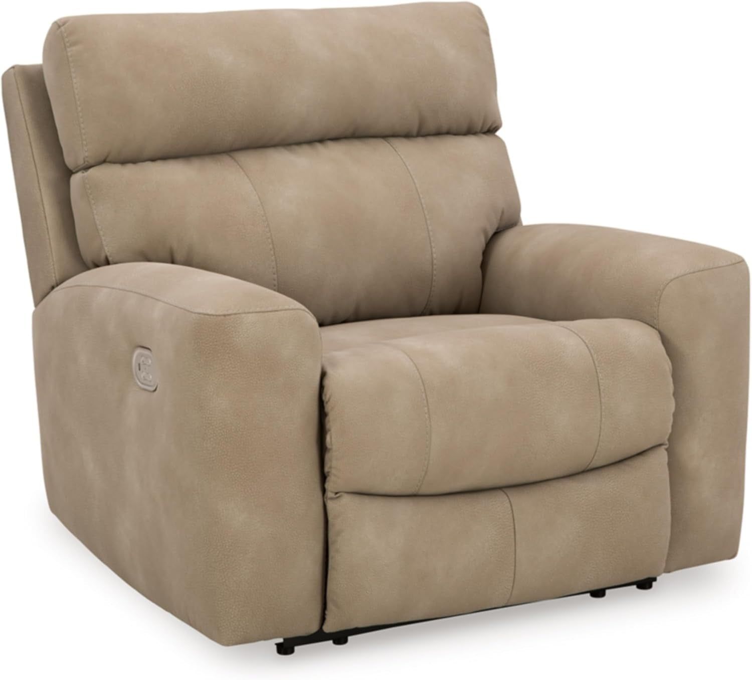 Next-Gen Durapella Contemporary Faux Leather Wall Hugger Power Recliner with Adjustable Headrest and USB Ports, Light Brown