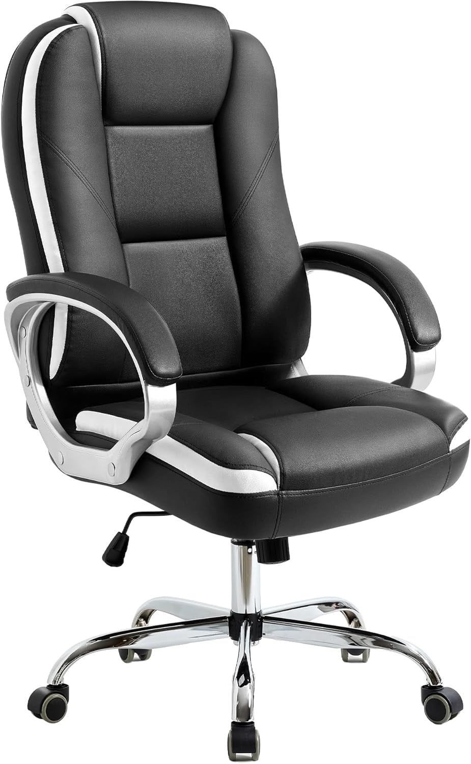 Office Chair Computer Desk Chair Gaming - Ergonomic High Back Cushion Lumbar Support with Wheels Comfortable Black Leather Racing Seat Adjustable Swivel Rolling Home Executive