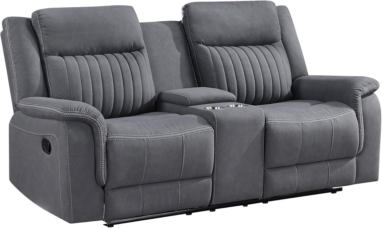 Manual Grey Wall Hugger Recliner Loveseat 75&quot;