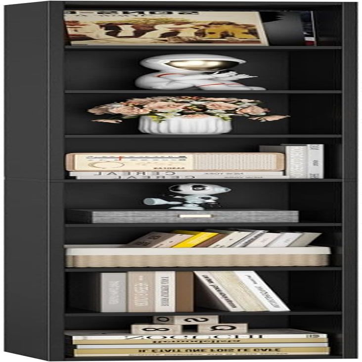 8-Tier Media Tower Rack, 11.6 X 9.3 X 70.9 Inches CD DVD Slim Storage Cabinet with Adjustable Shelves, Tall Narrow Bookcase Display Bookshelf for Home Office, Black