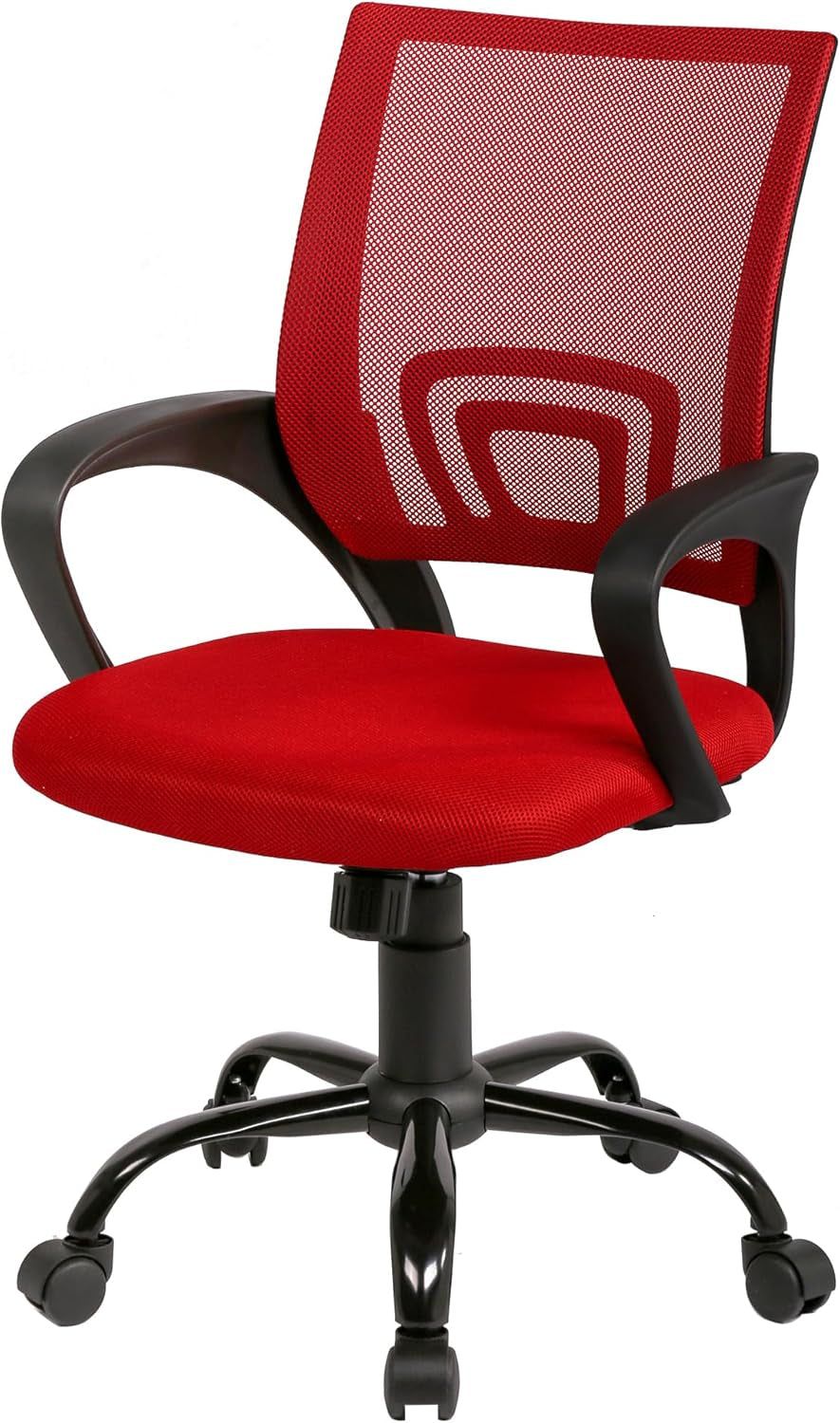 Office Chair Computer Chair Ergonomic Cheap Desk Chair Adjustable Comfortable Mid Back Task Rolling Swivel Chair with Lumbar Support for Home Office Desk (Red)