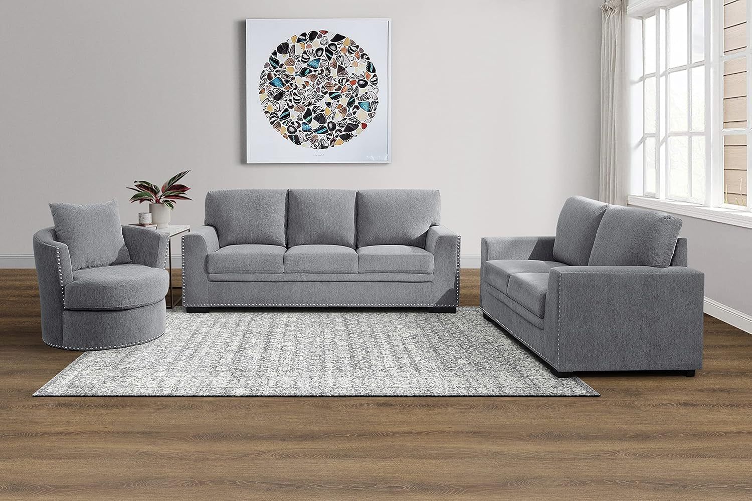 Modern Living Room Furniture Set With Upholstered Couches