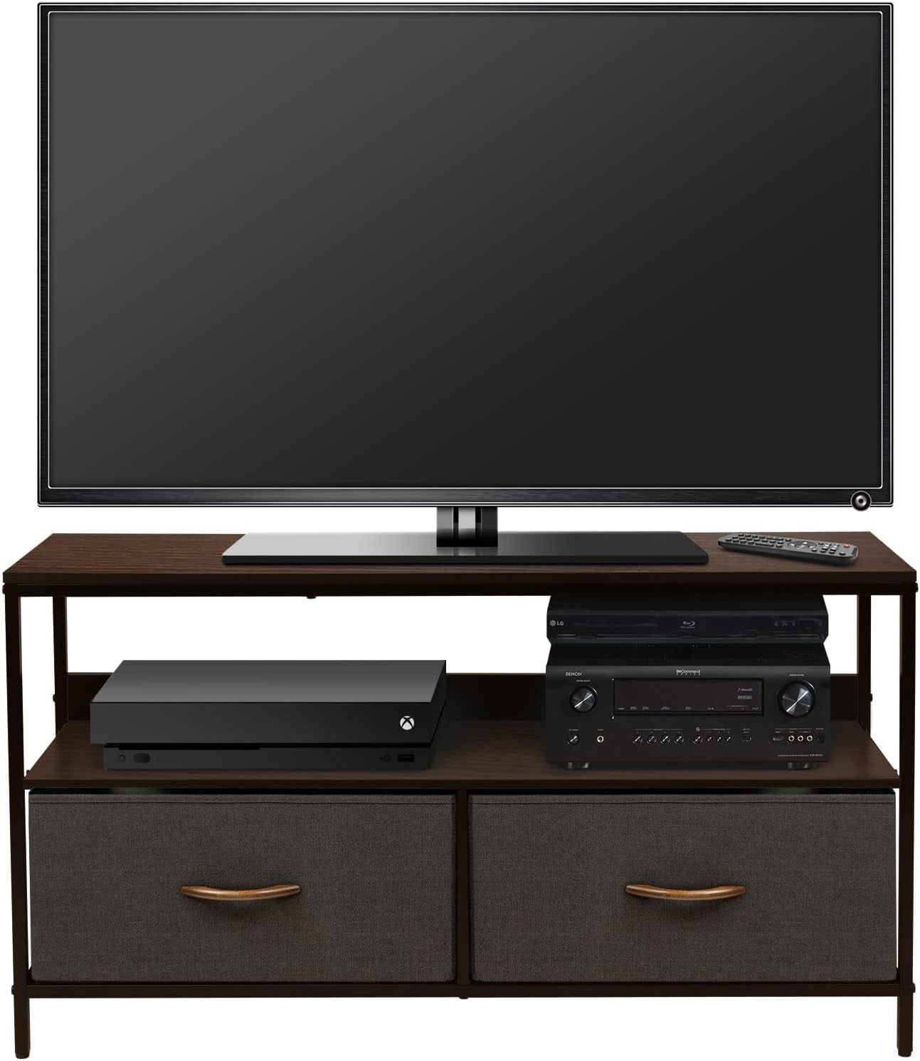 TV Stand Dresser with 2 Drawers - Television Riser Chest with Storage - Bedroom, Living Room, Closet, &amp; Dorm Furniture