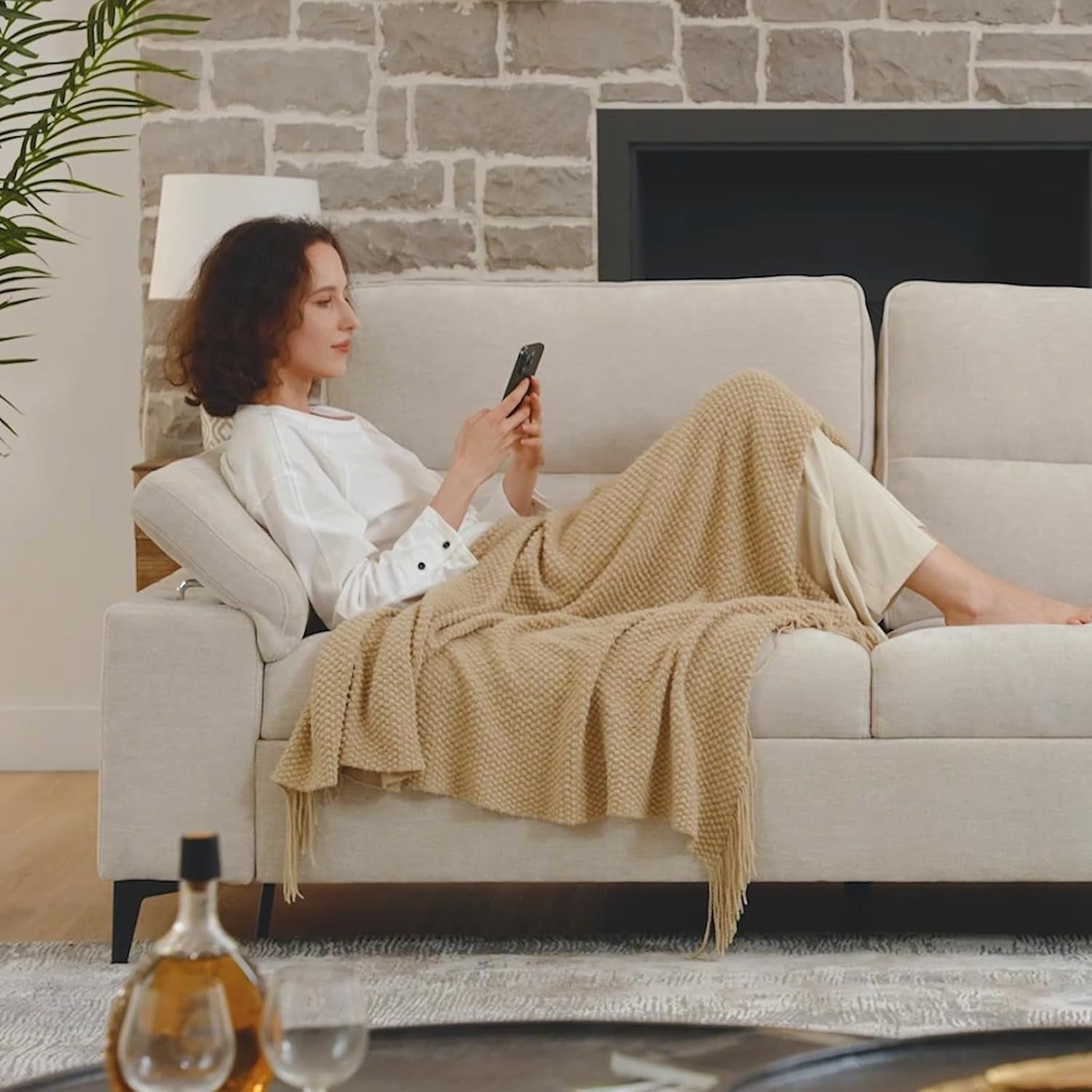 Beige Loveseat with Removable Cover (71.25&quot;)
