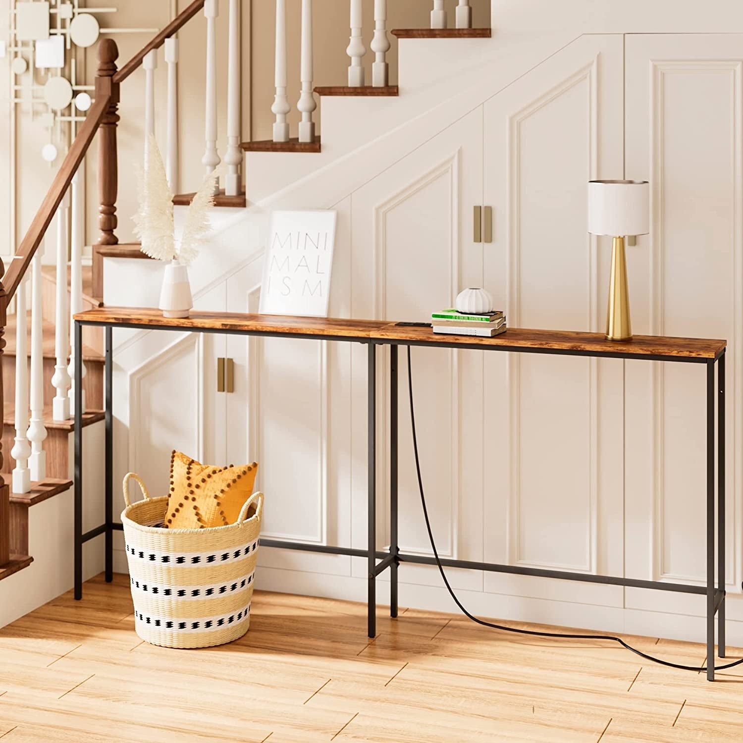 Modern Rustic Console Table with Power Outlet