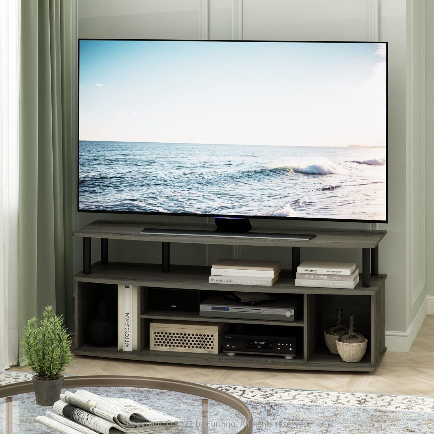 Large Entertainment Center for 55 Inch TV Oak/Black