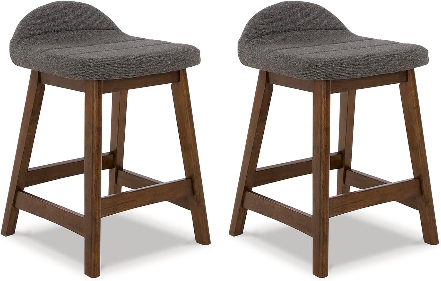 Lyncott Contemporary 28.5&quot; Counter Height Upholstered Bar Stool with Foam Cushion, 2 Count, Charcoal &amp; Brown