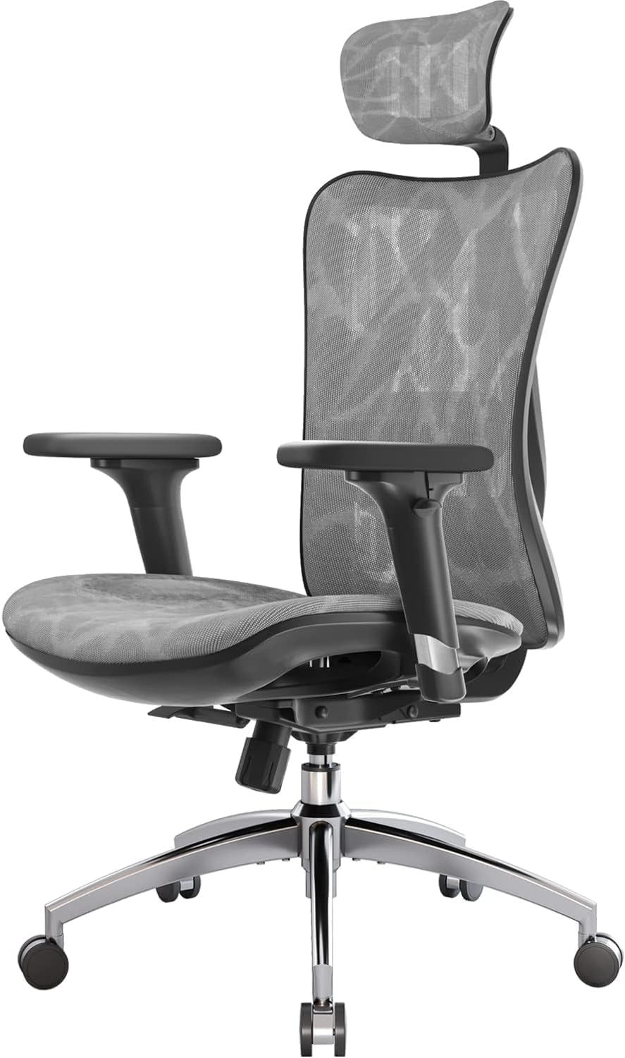 M57 Ergonomic Office Chair with 3 Way Armrests Lumbar Support and Adjustable Headrest High Back Tilt Function Grey