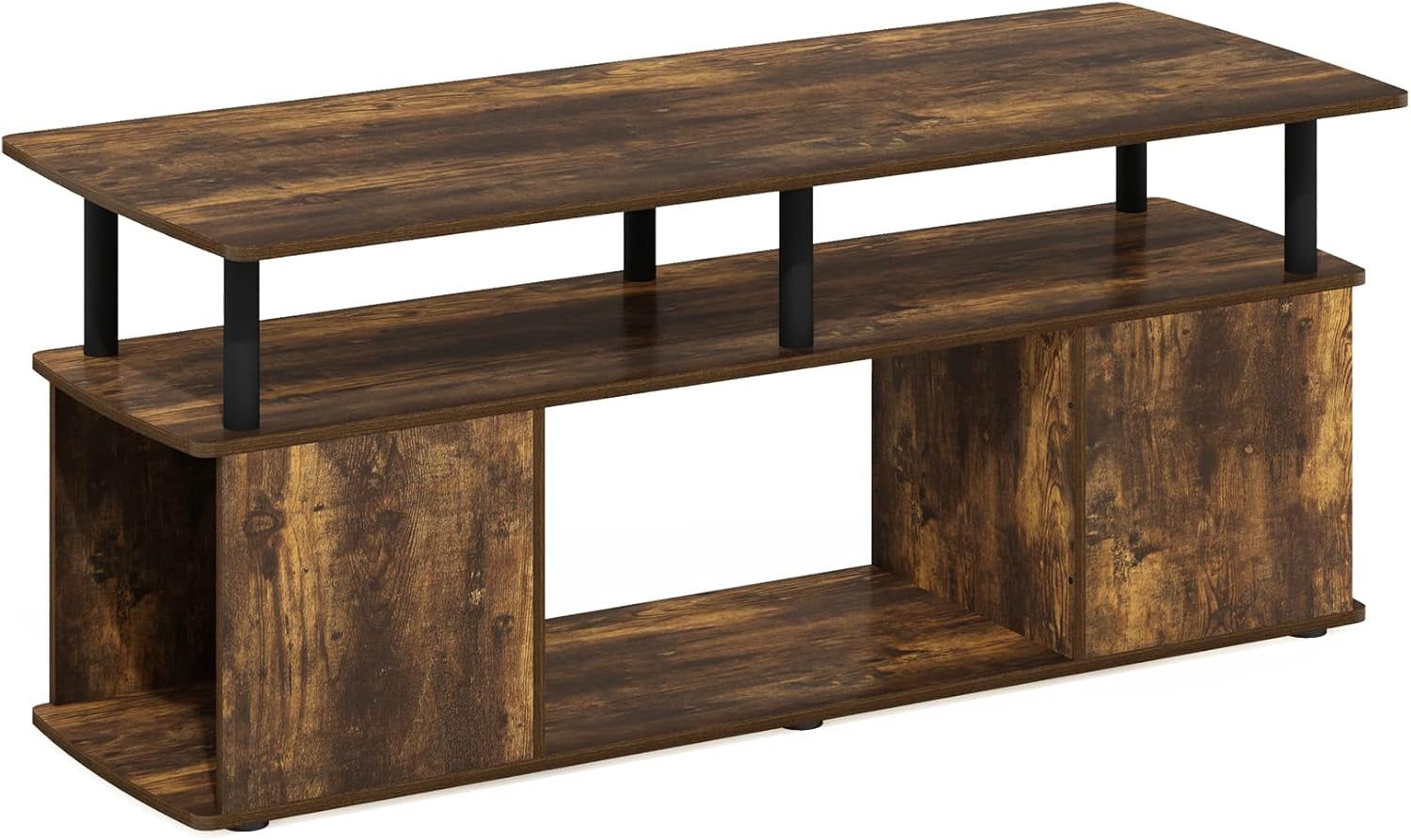 JAYA TV Stand for Tvs up to 50 Inch with Open Storage, Amber Pine/Black