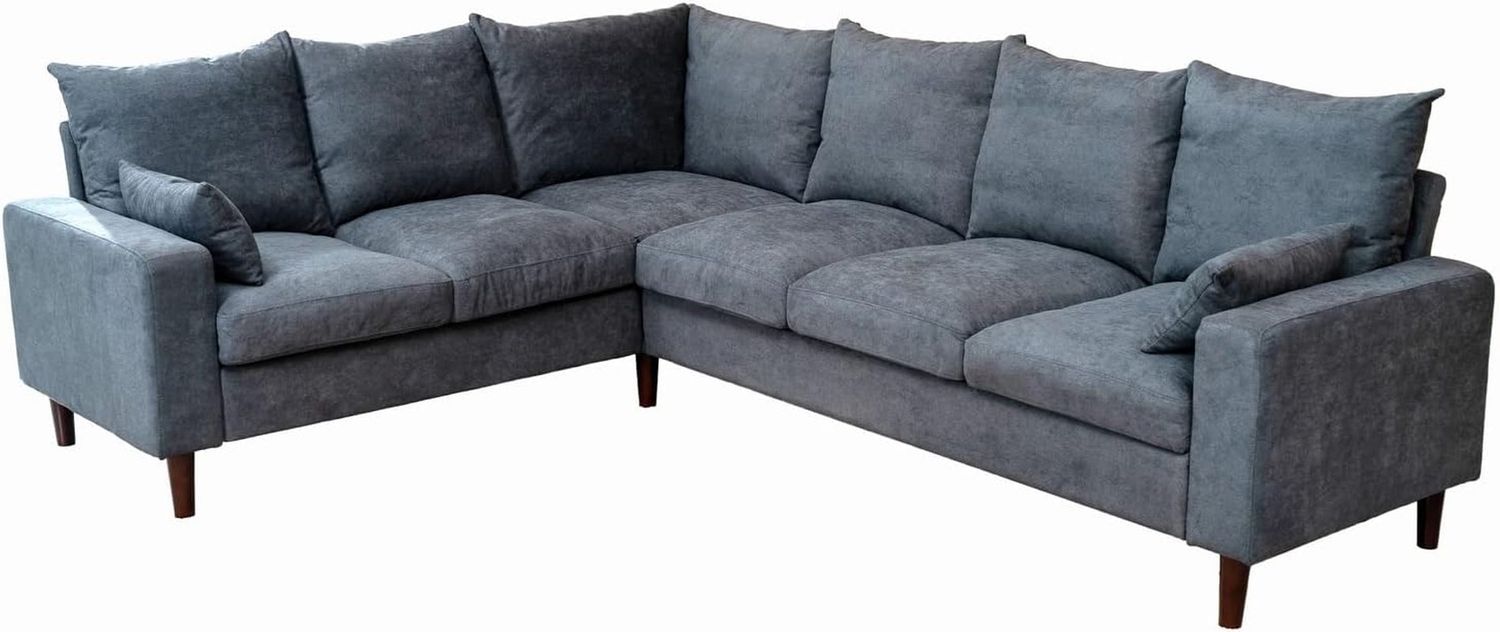 Modern Sectional Sofa Living Room Sets 6 Seats Corner Couches Linen Fabric Modular Sofa Sectional Sets L Shape Furniture Couch Sets with Pillows
