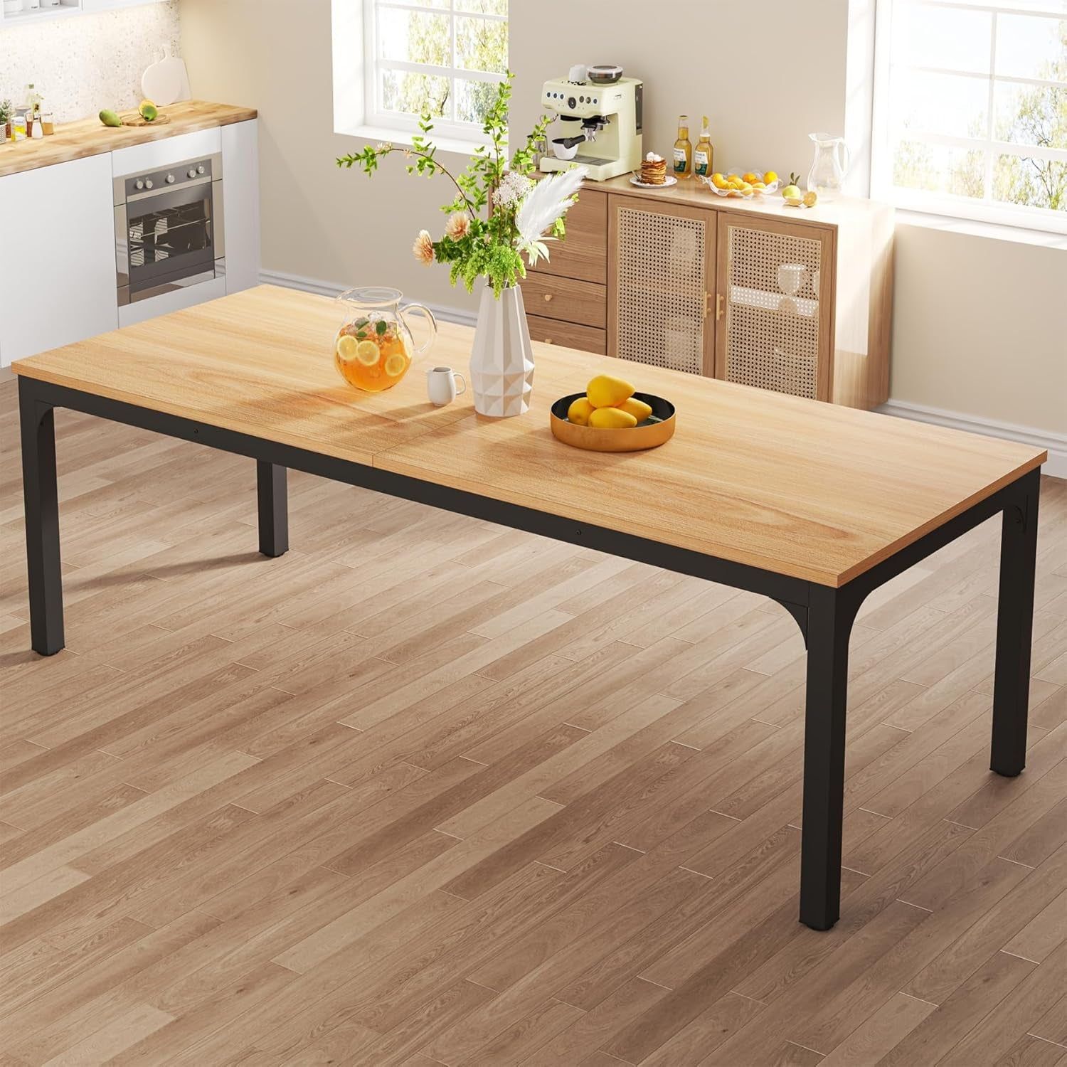 Dining Table for 6-8 People, 78-Inch Large Narrow Long Rectangular Kitchen Dinner Table, 8 Seat Rustic Wood Dining Room Table for Kitchen, Living Room (Only Table)