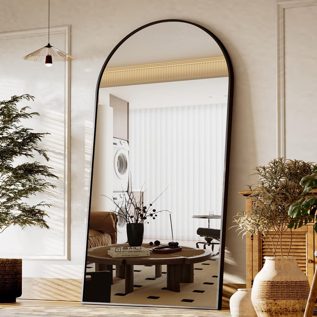 77&quot;X38&quot; Large Arch Mirror Full Length, Oversized Wall Mirrors with Aluminum Alloy Frame, Full Body Floor Mirror for Bedroom, Dressing Room, Black